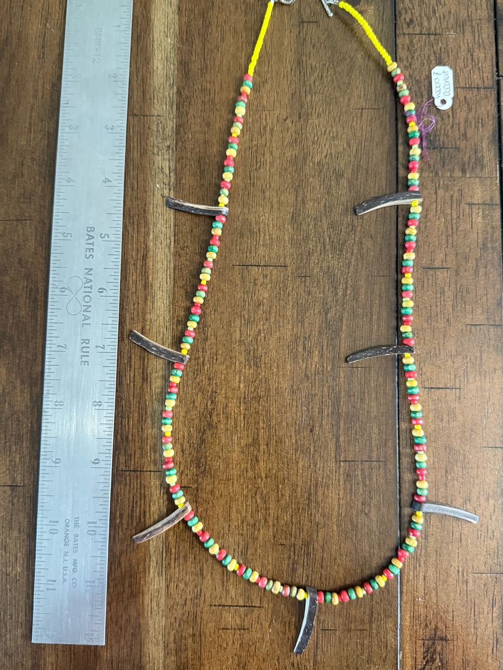 Handmade Multicolor Beaded Necklace with Silver Accent Bars